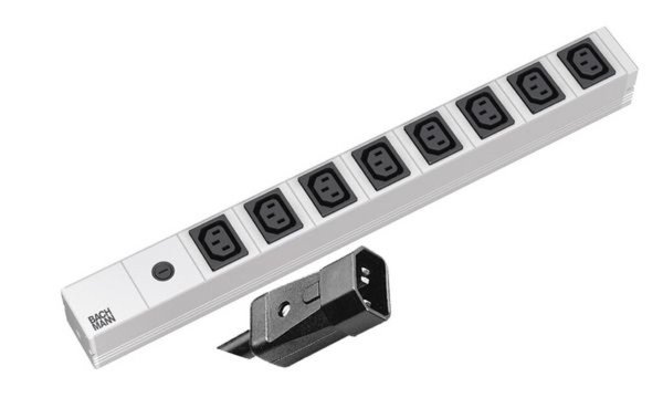 19" Kaltgerätesteckdosenleiste "Classic", 8-fach, Anschlussleitung 2,0 m mit Ka