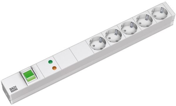 19" Steckdosen-Schutzleiste "Classic", 5-fach, mit Gerätevollschutz und Schalte