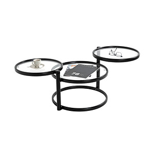 HAKU Möbel Couchtisch Glas schwarz 58,0 - 140,0 x 50,0 x 43,0 cm