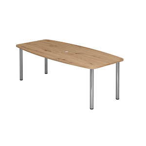 HAMMERBACHER Konferenztisch KT22C asteiche Tonnenform, Rundrohr chrom, 220,0 x 83,0 - 103,0 x 72,0 - 74,0 cm