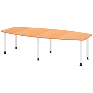 HAMMERBACHER Konferenztisch KT28C buche Tonnenform, Rundrohr grau, 280,0 x 85,0/130,0 x 72,0 - 74,0 cm