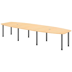 HAMMERBACHER Konferenztisch KT40C ahorn Tonnenform, Rundrohr grau, 400,0 x 85,0/130,0 x 72,0 - 74,0 cm