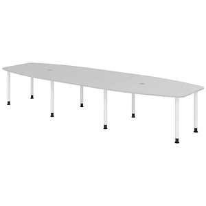 HAMMERBACHER Konferenztisch KT40C lichtgrau Tonnenform, Rundrohr grau, 400,0 x 85,0/130,0 x 72,0 - 74,0 cm