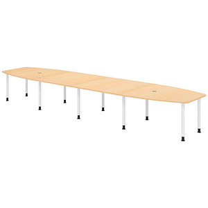 HAMMERBACHER Konferenztisch KT52C ahorn Tonnenform, Rundrohr grau, 520,0 x 85,0/130,0 x 72,0 - 74,0 cm