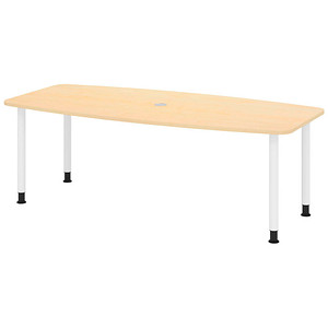 HAMMERBACHER Konferenztisch KT22C ahorn Tonnenform, Rundrohr grau, 220,0 x 83,0/103,0 x 72,0 - 74,0 cm