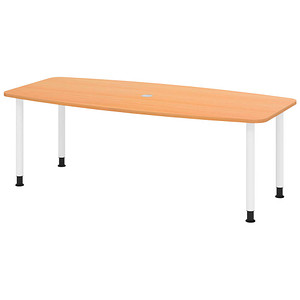 HAMMERBACHER Konferenztisch KT22C buche Tonnenform, Rundrohr grau, 220,0 x 83,0/103,0 x 72,0 - 74,0 cm