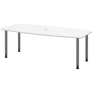 HAMMERBACHER Konferenztisch KT22C weiß Tonnenform, Rundrohr grau, 220,0 x 83,0/103,0 x 72,0 - 74,0 cm