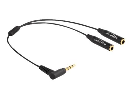DELOCK Audio Splitter Klinkenstecker 3,5mm zu 2 x Klinkenbuchse 3,5mm 4 Pin gew