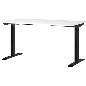 GERMANIA JET höhenverstellbarer Schreibtisch weiß rechteckig, T-Fuß-Gestell schwarz 140,0 x 80,0 cm
