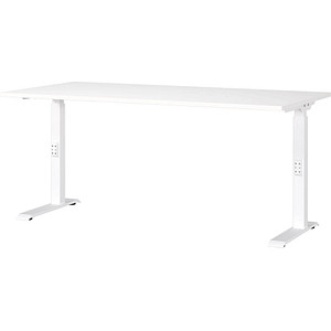 GERMANIA DOWNEY höhenverstellbarer Schreibtisch weiß rechteckig, C-Fuß-Gestell weiß 160,0 x 80,0 cm