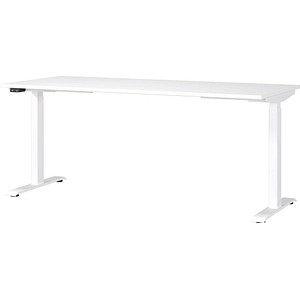 GERMANIA JET höhenverstellbarer Schreibtisch weiß rechteckig, T-Fuß-Gestell weiß 180,0 x 80,0 cm