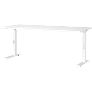 GERMANIA DOWNEY höhenverstellbarer Schreibtisch weiß rechteckig, C-Fuß-Gestell weiß 180,0 x 80,0 cm