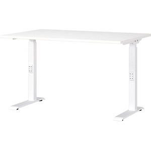 GERMANIA DOWNEY höhenverstellbarer Schreibtisch weiß rechteckig, C-Fuß-Gestell weiß 120,0 x 80,0 cm