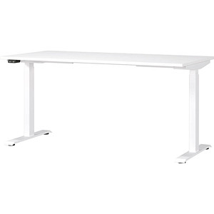 GERMANIA JET höhenverstellbarer Schreibtisch weiß rechteckig, T-Fuß-Gestell weiß 160,0 x 80,0 cm