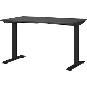GERMANIA JET höhenverstellbarer Schreibtisch grafit rechteckig, T-Fuß-Gestell schwarz 120,0 x 80,0 cm