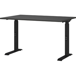 GERMANIA DOWNEY höhenverstellbarer Schreibtisch grafit rechteckig, C-Fuß-Gestell schwarz 120,0 x 80,0 cm