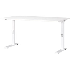 GERMANIA DOWNEY höhenverstellbarer Schreibtisch weiß rechteckig, C-Fuß-Gestell weiß 140,0 x 80,0 cm