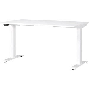 GERMANIA JET höhenverstellbarer Schreibtisch weiß rechteckig, T-Fuß-Gestell weiß 140,0 x 80,0 cm