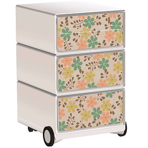 PAPERFLOW easyOffice Garden Factory Rollcontainer weiß, bunt 4 Auszüge 39,0 x 43,6 x 64,2 cm