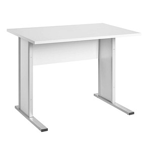 MÖBELPARTNER Schreibtisch lichtgrau rechteckig Kufen-Gestell silber 90,0 x 65,0 cm