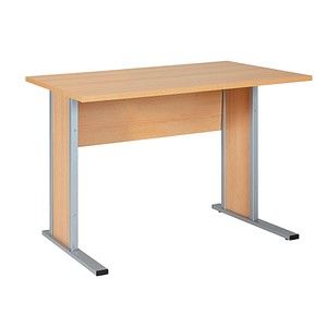 MÖBELPARTNER Schreibtisch buche rechteckig Kufen-Gestell silber 90,0 x 65,0 cm