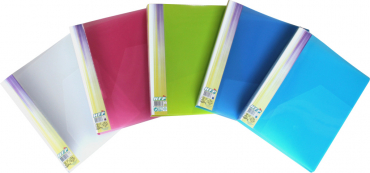 EXXO by HFP Ringbuch / Ringmappe / Ringordner, A4, aus PP, mit Stegtasche und Innentasche, mit 4er D-Ring-Mechanik, Farbe: transparent farbig sortiert– 5 Stück