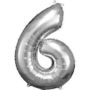 amscan® Luftballons Zahl 6 silber