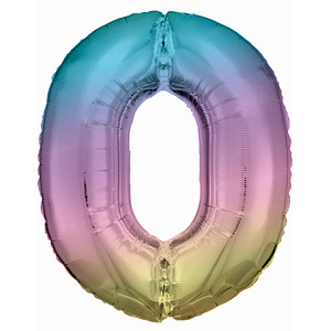 amscan® Luftballons Zahl 0 regenbogen