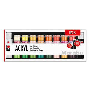 Marabu Acrylfarben-Set "BASIC", 32 x 3,5 ml / 2 x 59 ml