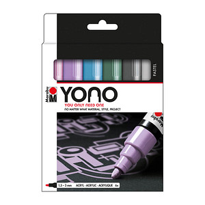 Marabu Acrylmarker "YONO", 1,5 - 3,0 mm, 6er Set PASTEL