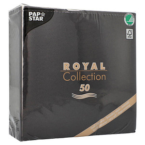 PAPSTAR Servietten "ROYAL Collection", schwarz aus Tissue, 1/4 Falz, 4-lagig, M