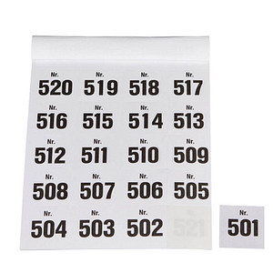 100 WOLF & APPENZELLER Klebenummern verschiedene Zahlen 20,0 x 24,0 mm