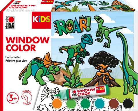 Marabu KiDS Window Color-Set "Dinosaurier", 6 x 25 ml