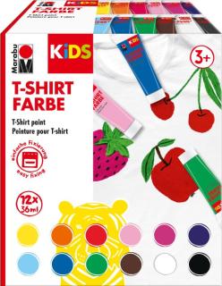 Marabu KiDS T-Shirt Farbe, Tube, 36 ml, 12er Set