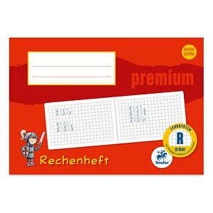 Staufen® Zahlenlernheft Premium Lineatur R (1.Schuljahr) kariert DIN A5 quer Rand rundum, 16 Blatt