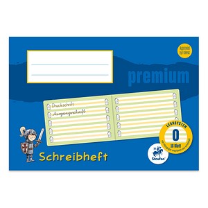 Staufen® Schreiblernheft Premium Lineatur 0 (1.Schuljahr) - mit gelbem Mittelband liniert DIN A5 quer ohne Rand, 16 Blatt