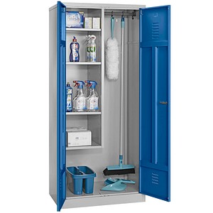 Gürkan Putzmittelschrank 104528 lichtgrau, enzianblau 80,0 x 50,0 x 180,0 cm