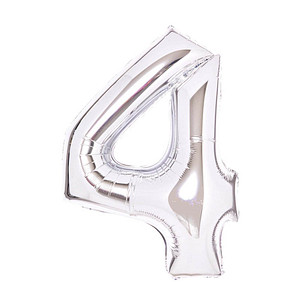 amscan® Folienballon Medium, Zahl 4 silber, 1 St.