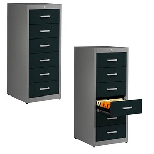 mauser client entry Karteischrank alu, anthrazitgrau mit 6 Schubladen 55,2 x 60,0 x 135,0 cm