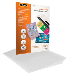 25 Fellowes Admire Stylish Matt Laminierfolien matt für A3