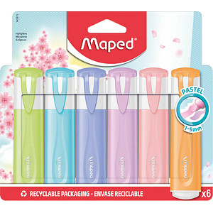 Maped Textmarker FLUO'PEPS PASTEL, 6er Blister