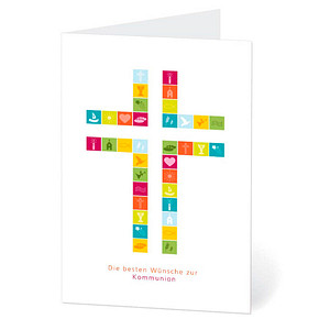 LUMA Kommunionkarte Kreuz DIN B6