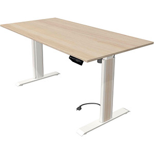 Kerkmann Move 1 advance elektrisch höhenverstellbarer Schreibtisch ahorn rechteckig, T-Fuß-Gestell weiß 160,0 x 80,0 cm