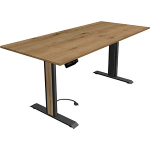 Kerkmann Move 1 advance elektrisch höhenverstellbarer Schreibtisch eiche rechteckig, T-Fuß-Gestell grau 180,0 x 80,0 cm