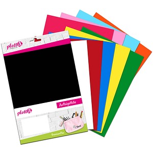 plottiX PremiumFlex Aufbügelfolie 10 St. farbsortiert Flex-Folie 20,0 x 30,0 cm,  10 St.