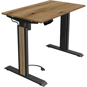 Kerkmann Move 1 advance elektrisch höhenverstellbarer Schreibtisch eiche rechteckig, T-Fuß-Gestell grau 100,0 x 60,0 cm