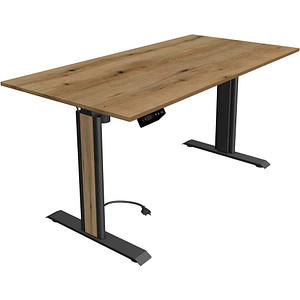 Kerkmann Move 1 advance elektrisch höhenverstellbarer Schreibtisch eiche rechteckig, T-Fuß-Gestell grau 160,0 x 80,0 cm