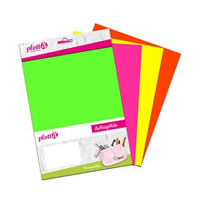 plottiX PremiumFlex Neon Aufbügelfolie 4 St. farbsortiert (neon) Flex-Folie 20,0 x 30,0 cm,  4 St.