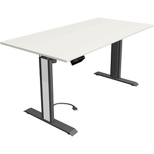 Kerkmann Move 1 advance elektrisch höhenverstellbarer Schreibtisch weiß rechteckig, T-Fuß-Gestell grau 160,0 x 80,0 cm