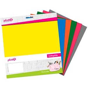 plottiX PremiumFlex Aufbügelfolie 6 St. farbsortiert Flex-Folie 30,0 x 30,0 cm,  6 St.